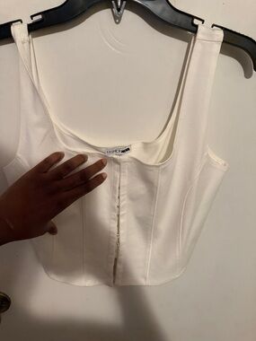 Fashion Nova White Hook-Front Corset Crop Top